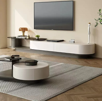 Meuble TV et table basse triangulaire en verre trempé rétractable pour petite maison et hôtel
