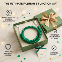 Câble USB multifonction 4-en-1 vert personnalisé avec perles, chargeur de téléphone à charge rapide, accessoires de mode, cordon de voiture, cadeau, fil Type C