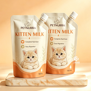 Petites quantités minimales de commande (MOQ) – Sachets à bec verseur personnalisés de qualité alimentaire en aluminium pour l'emballage de liquides nutritionnels pour animaux de compagnie, bouillon de viande pour chiens, lait pour chats et compléments alimentaires. - Product Image 3