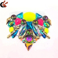 Accessoires de costumes de carnaval de Miami 2027, patchs en strass plastique à thermocoller, appliques en strass de résine jaune fluo