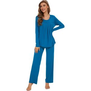 Ensemble pyjama femme personnalisé, haut à manches longues et pantalon, vêtements de nuit en viscose de bambou doux, 2 pièces, tailles S-XXL - Product Image 1