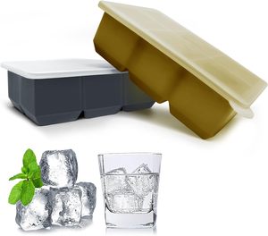 Bacs à glaçons 6 moules flexibles en silicone avec couvercle amovible, réutilisables, empilables pour whisky et aliments pour bébés - Product Image 5