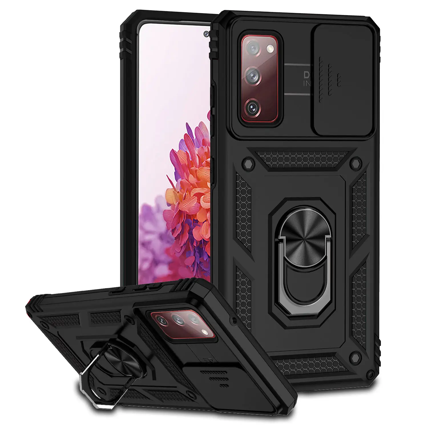 Leyi hard TPU PC back cover cases lens protection with ring kickstand phone case for Samsung Galaxy A32 5G