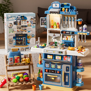 Ensemble de cuisine pour enfants, 105 pièces, jouet de simulation de cuisine double face avec vapeur, eau courante, son et lumière pour les tout-petits - Product Image 3