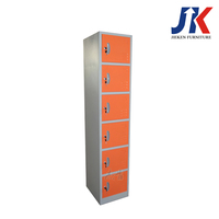 Casier de rangement vertical mince à 6 portes avec serrure à clé, armoire métallique verrouillable multi-compartiments pour salle de sport et école