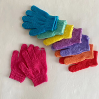 Gants de bain exfoliants en nylon à cinq doigts avec logo personnalisé pour éliminer les peaux mortes