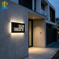 Plaque de numéro de maison LED de luxe rétroéclairée pour hôtel, gîte, appartement, immeuble, complexe hôtelier, manoir – Plaque de numéro de porte 3D