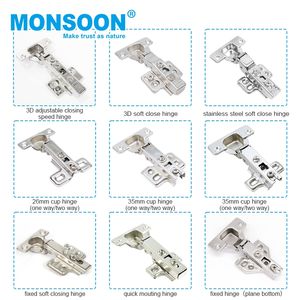 Charnières à fermeture en douceur 3D robustes de haute qualité charnière de garde-robe en fer encastré indivisible entrée scolaire de bureau à domicile - Product Image 5