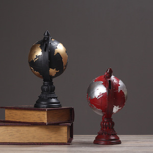 Globo Terráqueo Antiguo Vintage de Metal, Adorno Giratorio Redondo para Escritorio, Estilo Tradicional de Cultura Extranjera - Product Image 3