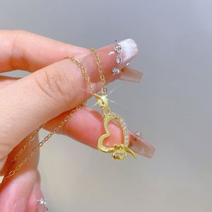 Collar de Acero Inoxidable con Micro Pavé de Circonitas, Colgante de Corazón Indio de Moda, Chapado en Oro, para Mujer - Product Image 5