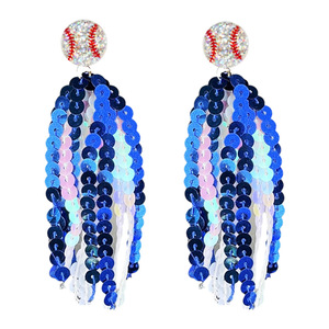 Nuovo stile Baseball scintillante campo di gara orecchini sportivi festa Cheerleader colorlocking nappine orecchini da donna - Product Image 4