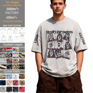 Camiseta TKAN497 OEM/ODM con Logotipo Personalizado, Serigrafía Vintage, Lavado Ácido, Estilo Urbano, Holgada, Cuadrada, 100% Algodón, Camiseta para Hombre - Product Image 1