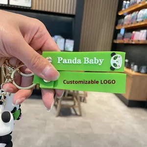 Móc khóa hình gấu trúc silicon dễ thương hoạt hình 3D, quà lưu niệm quảng cáo thương hiệu CHR thân thiện với môi trường, bán sỉ, dành cho túi xách nữ, kích thước nhỏ - Product Image 3