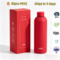 Bouteille d'eau minimaliste moderne, noire mate, 500 ml, en acier inoxydable, isotherme, design élégant, articles de boisson, cadeaux d'entreprise
