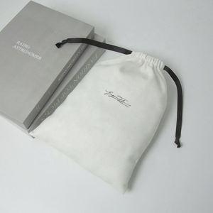 High Quality Custom Logo Printed Twill Cotton Gift Cosmetic Packaging Pouch White Cotton Drawstring Bags - Product Image 3