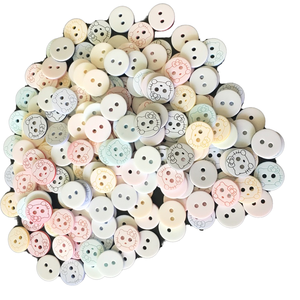 כפתורי שרף מגוונים בסיטונאות, צורות מעורבות של חיות, פרחים, לבבות, יהלומים ועגולים, עם 2 חורים, לבגדי ילדים. - Product Image 4