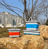 Seau de pêche pliable et rétractable en plastique avec protection pour poissons vivants, conception épaissie