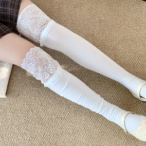 ถุงเท้าลูกไม้ผู้หญิงเหนือเข่าสีทึบระบายอากาศได้ดีดูดซับเหงื่อสไตล์หรูหราสำหรับวัยรุ่นอายุ 18 40 ปี - Product Image 2