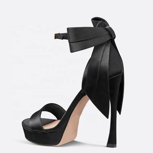 Women's Open <b>Toe</b> Satin Super High <b>Heel</b> Platform Sandals for Summer Night Club Dance - Product Image 2