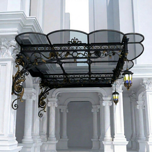 Custom KHP Iron European Outdoor Hotel Furniture Stained Glass <b>Canopy</b> Decorative Pendant <b>Roof</b> Floral Pattern Entryway Balcony - Product Image 1