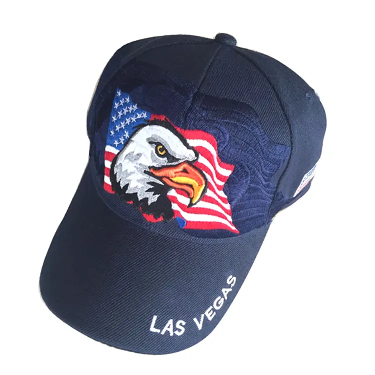 Trendy 3D Embroidery 6 Panel Cotton Sports Baseball Caps Custom American Flag Eagle Adjustable Hat Casquette Adults Kids Unisex