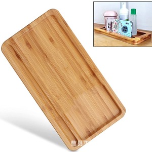 Bamboo Storage Tray Rectangle Wood Grain Color <b>Standing</b> Type <b>For</b> Desk Phone <b>Tablet</b> Kitchen Living Room Hotel Use - Product Image 1