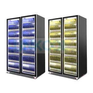 Réfrigérateurs intelligents commerciaux Vitrine d'affichage de boissons de bière et de vin Réfrigérateur de réfrigérateur de vitrage avec la table intelligente