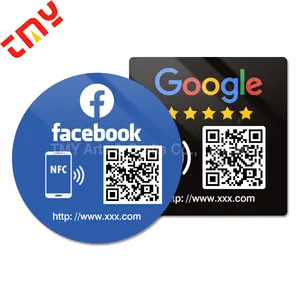 Custom Size PVC Tag NTAG213 215 216 Facebook Tik Tok Google Review NFC Tags Sticker Waterproof On Windows