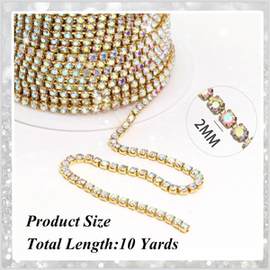 Grosir Pabrik Motif Rantai Gelas Rhinestone 3D Warna-warni SS6 10 Yard/roll Claw DIY Aksesoris Perhiasan & Pakaian - Product Image 5