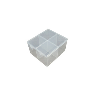 Transparent Four Compartment Plastic Storage <b>Box</b> 12.6x14x7.5cm With Lid For Cotton Swabs <b>Makeup</b> Pads Toys Fishing Gear Tools - Product Image 5