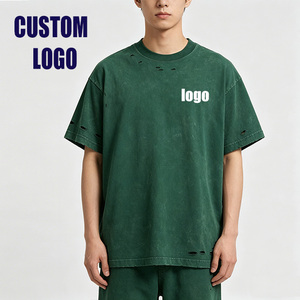 เสื้อยืดคุณภาพสูง 300 แกรม ผ้าฝ้าย 100% แบบเรียบ สั่งทำได้ พิมพ์โลโก้ เสื้อยืดแขนสั้นลำลองสำหรับผู้ชาย ขายส่งเสื้อยืดผู้ชาย - Product Image 3