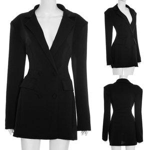 JS420 Abito Elegante da <span class=keywords><strong>Donna</strong></span>, Vestito Blazer Doppiopetto su Misura, Mini Abito Formale Slim-Fit da Ufficio per Donne - Product Image 3