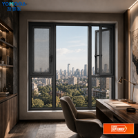 Ventana Interior Abatible de Aluminio, Diseño de Marco Delgado con Rotura de Puente Térmico para Dormitorio Moderno