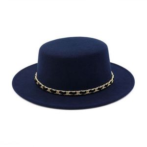 Winter Warm High Quality Polyester Cotton Cloth Trilby Crown Wide Brim <b>Flat</b> Top Fedora <b>Hats</b> for Unisex with Chain Travel Fishing - Product Image 5