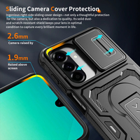 Étui de protection noir rigide en PC+TPU pour téléphones mobiles A17 5G/S26 Ultra/A57/A37/A16/A26/A36/A56/S25/S24 avec protection d'objectif, finition unie