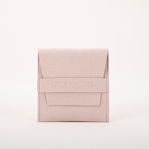 Hot Selle Glampkg Custom OEM Embossed Logo 9x9cm Flap Envelope Luxury Microfiber Jewelry Packaging <b>Pouch</b> with Insert - Product Image 3