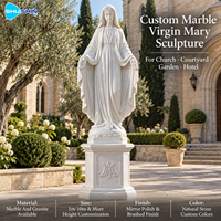 Sculpture de la Vierge Marie en marbre sacré, statue religieuse en pierre sculptée à la main, décoration durable pour église, jardin, cour, hôtel, chapelle