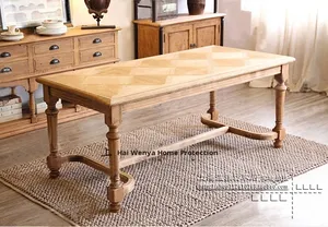 Stile Country americano in legno massello Vintage semplice rettangolare tavolo <span class=keywords><strong>da</strong></span> <span class=keywords><strong>pranzo</strong></span> in rovere francese intarsiato lungo soggiorno - Product Image 3