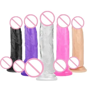 Dildo jeli Cup penyedot realistis mainan seks besar pria wanita besar masturbasi Dildo inci yang berbeda untuk wanita Dildo kristal