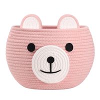 Panier de rangement tressé moderne et minimaliste à motif d'ours de dessin animé, organisateur de collations et de jouets en corde de coton, bac de rangement pour salon