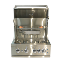 Barbecue à gaz GPL/GN 4 brûleurs haut de gamme en acier inoxydable SS304 intégré et durable pour cuisine extérieure, cour et jardin