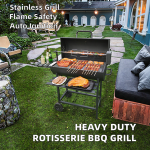 Premium Heavy-Duty Manual Rotisserie Chicken BBQ Grill <span class=keywords><strong>Kit</strong></span> con rotación automática de hierro fundido de acero carbón fiestas al aire libre - Product Image 2