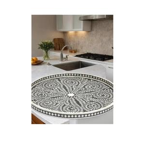 Plateau de service décoratif en bois au design Art Déco unique avec motifs floraux et fruités, ensemble multi-pièces pour la décoration de la maison, utilisation sur table/console - Product Image 3