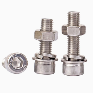 Vis à tête fraisée en alliage de nickel, vis à tête plate classe 4 avec finition nickelée et 2 écrous pour fixation structurelle - Product Image 1