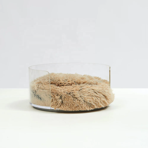 Hiddin <span class=keywords><strong>Clear</strong></span> <span class=keywords><strong>Lucite</strong></span> Cama redonda para gatos y perros con cojín de donut Acrílico Venta al por mayor Cama de lujo para mascotas - Product Image 1