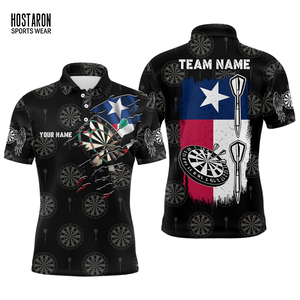 Hostaron Hoge Kwaliteit Darts Club Sublimatie Truien Custom Heren Polo T Shirt 1/4 Rits Polokraag Darts Shirts - Product Image 2