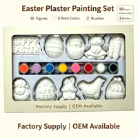 Kit de peinture sur plâtre de Pâques à faire soi-même, 10 figurines en plâtre non peintes, jouet d'artisanat DIY pour enfants