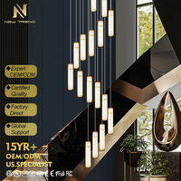 Lustre LED personnalisé en verre et cristal d'alabastro pour décoration intérieure, idéal pour villa, hall d'hôtel et escalier