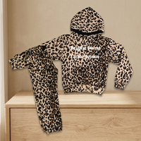 Ensemble de survêtement d'hiver unisexe pour enfants, imprimé personnalisé léopard camouflage, sweat-shirt à capuche et pantalon de survêtement, vêtements pour jeunes