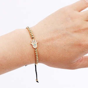 Pulsera de macramé de circón cúbico para mujer, abalorio de alta calidad de <span class=keywords><strong>Hamsa</strong></span> Hhand, cuentas de acero inoxidable - Product Image 5